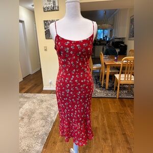 Jonathan Martin Red Floral Midi Dress